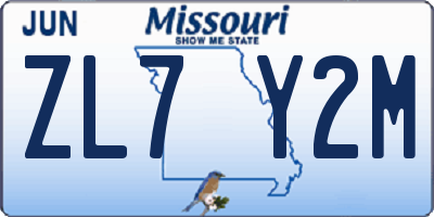 MO license plate ZL7Y2M