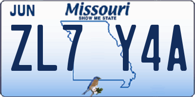 MO license plate ZL7Y4A