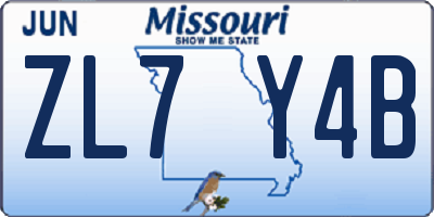 MO license plate ZL7Y4B
