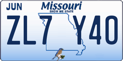 MO license plate ZL7Y4O