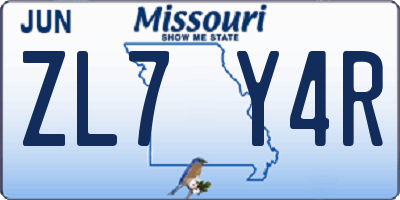 MO license plate ZL7Y4R