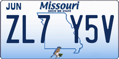 MO license plate ZL7Y5V