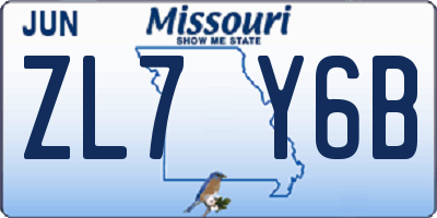 MO license plate ZL7Y6B