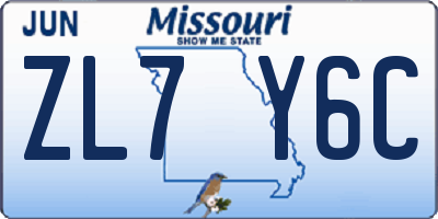 MO license plate ZL7Y6C