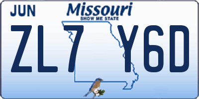 MO license plate ZL7Y6D