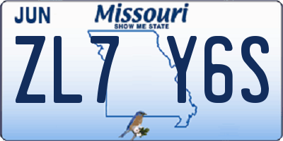 MO license plate ZL7Y6S