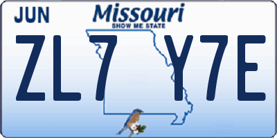MO license plate ZL7Y7E