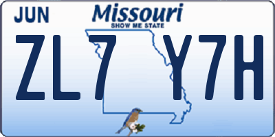 MO license plate ZL7Y7H