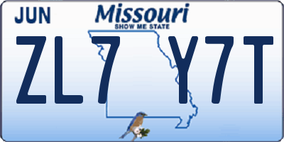 MO license plate ZL7Y7T
