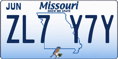 MO license plate ZL7Y7Y