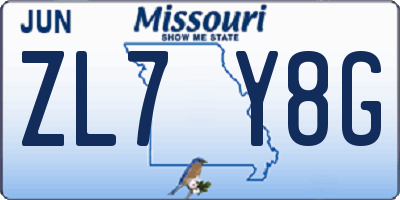 MO license plate ZL7Y8G
