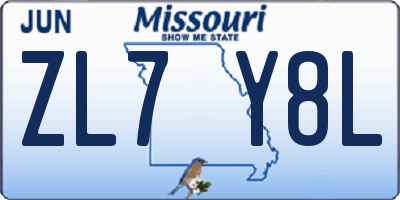 MO license plate ZL7Y8L