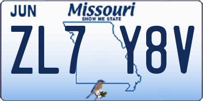 MO license plate ZL7Y8V