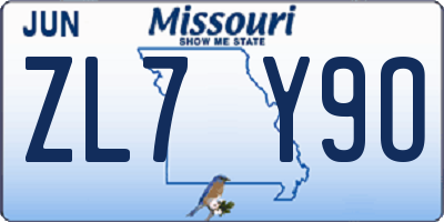 MO license plate ZL7Y9O