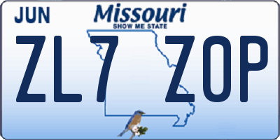 MO license plate ZL7Z0P