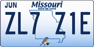 MO license plate ZL7Z1E