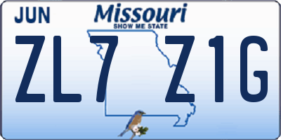 MO license plate ZL7Z1G