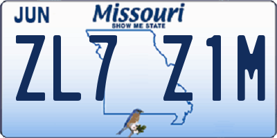 MO license plate ZL7Z1M
