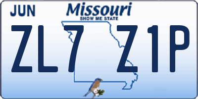 MO license plate ZL7Z1P