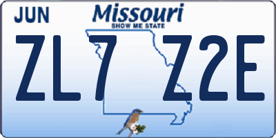 MO license plate ZL7Z2E