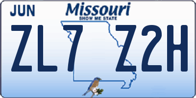 MO license plate ZL7Z2H