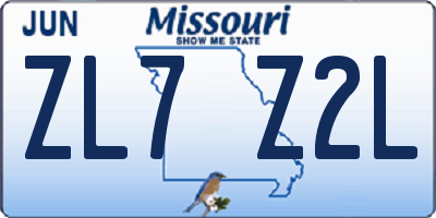 MO license plate ZL7Z2L