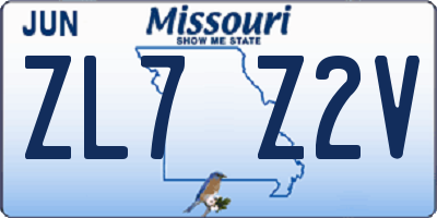 MO license plate ZL7Z2V