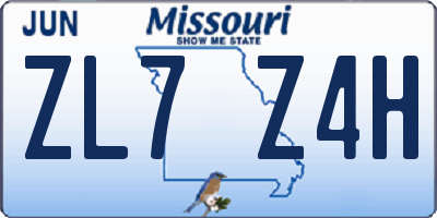 MO license plate ZL7Z4H