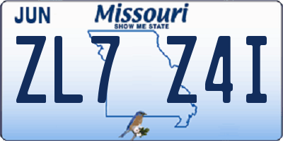 MO license plate ZL7Z4I