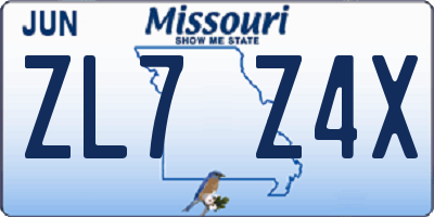 MO license plate ZL7Z4X
