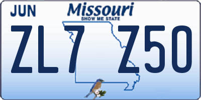 MO license plate ZL7Z5O