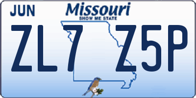 MO license plate ZL7Z5P