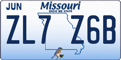 MO license plate ZL7Z6B