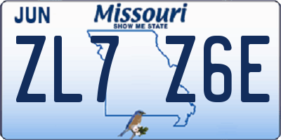 MO license plate ZL7Z6E