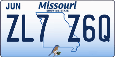 MO license plate ZL7Z6Q