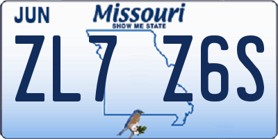 MO license plate ZL7Z6S