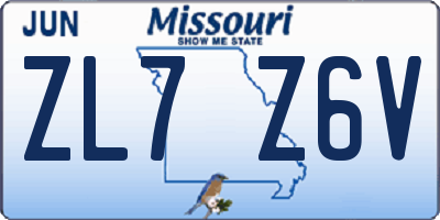 MO license plate ZL7Z6V