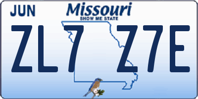 MO license plate ZL7Z7E