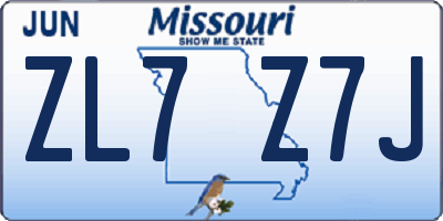 MO license plate ZL7Z7J