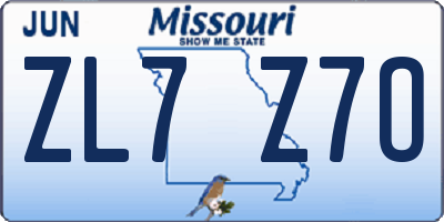 MO license plate ZL7Z7O
