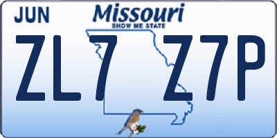 MO license plate ZL7Z7P