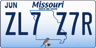 MO license plate ZL7Z7R