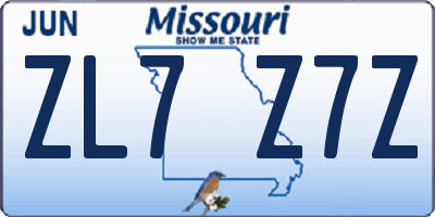 MO license plate ZL7Z7Z