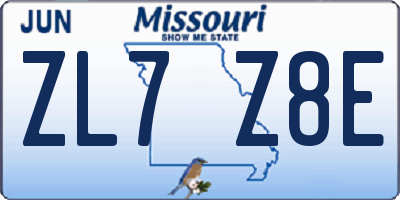 MO license plate ZL7Z8E