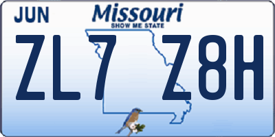 MO license plate ZL7Z8H