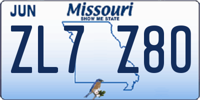 MO license plate ZL7Z8O
