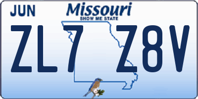 MO license plate ZL7Z8V