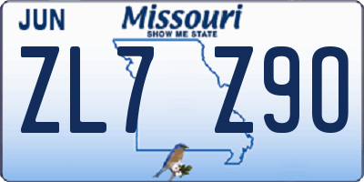 MO license plate ZL7Z9O