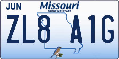 MO license plate ZL8A1G