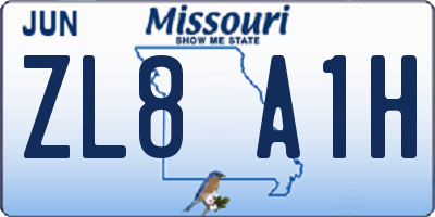 MO license plate ZL8A1H